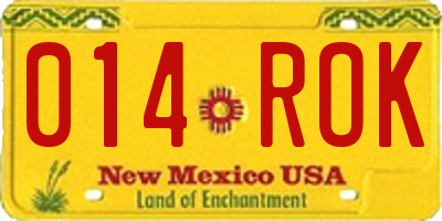 NM license plate 014ROK
