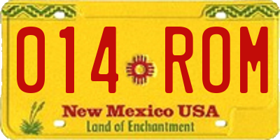 NM license plate 014ROM