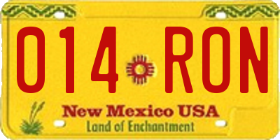 NM license plate 014RON