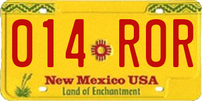 NM license plate 014ROR