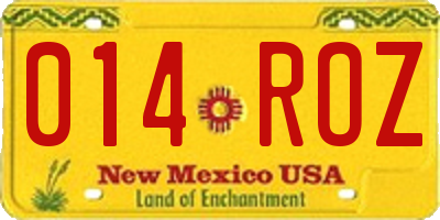 NM license plate 014ROZ