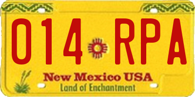 NM license plate 014RPA