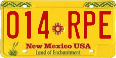 NM license plate 014RPE