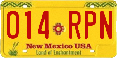 NM license plate 014RPN