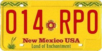 NM license plate 014RPO