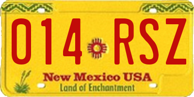 NM license plate 014RSZ