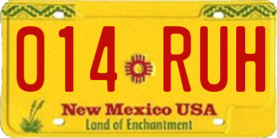 NM license plate 014RUH