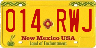 NM license plate 014RWJ
