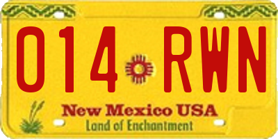 NM license plate 014RWN
