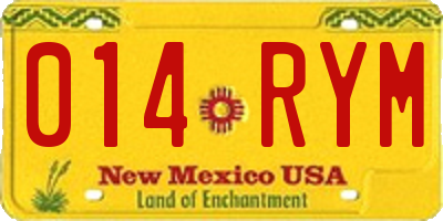 NM license plate 014RYM