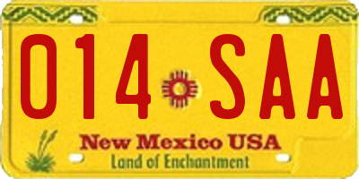 NM license plate 014SAA