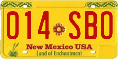 NM license plate 014SBO