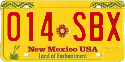 NM license plate 014SBX