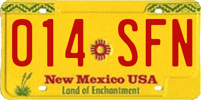 NM license plate 014SFN