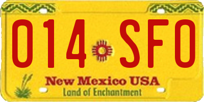 NM license plate 014SFO