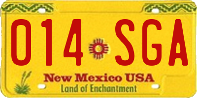 NM license plate 014SGA