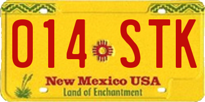 NM license plate 014STK
