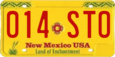 NM license plate 014STO