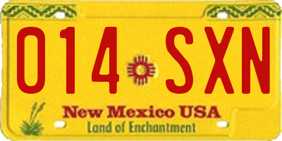 NM license plate 014SXN