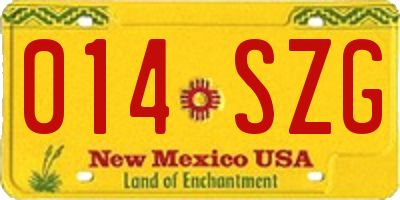NM license plate 014SZG