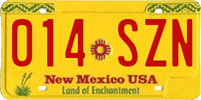 NM license plate 014SZN