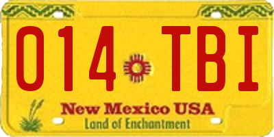 NM license plate 014TBI