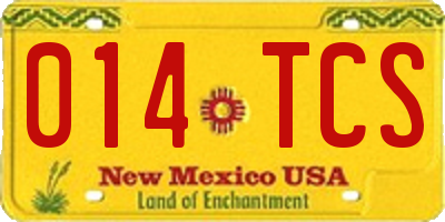 NM license plate 014TCS