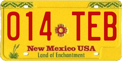 NM license plate 014TEB