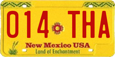 NM license plate 014THA