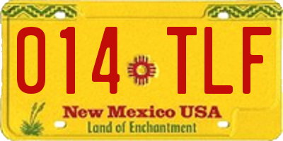 NM license plate 014TLF