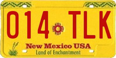 NM license plate 014TLK