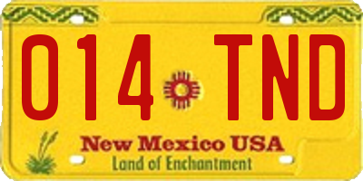NM license plate 014TND