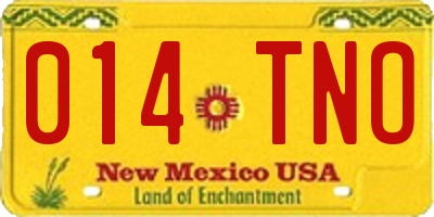 NM license plate 014TNO