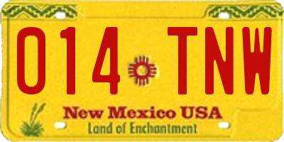 NM license plate 014TNW
