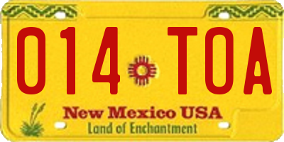 NM license plate 014TOA