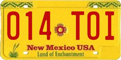 NM license plate 014TOI