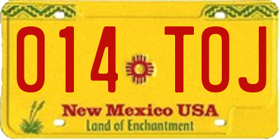 NM license plate 014TOJ