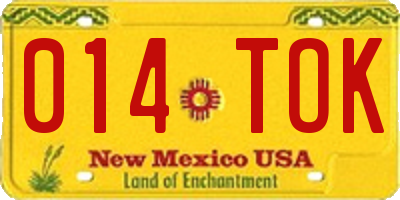 NM license plate 014TOK