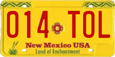 NM license plate 014TOL