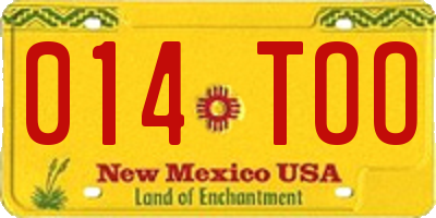 NM license plate 014TOO