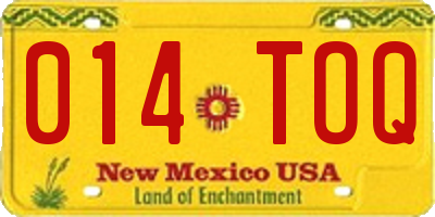 NM license plate 014TOQ