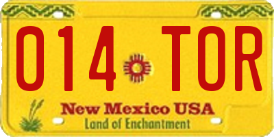 NM license plate 014TOR