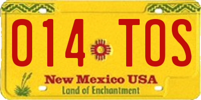 NM license plate 014TOS