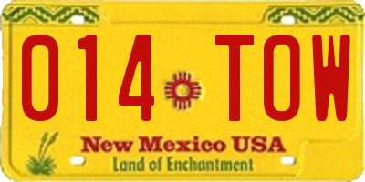 NM license plate 014TOW