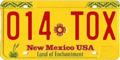 NM license plate 014TOX