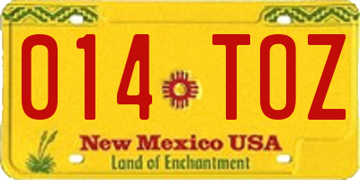 NM license plate 014TOZ