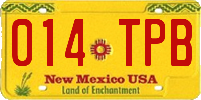 NM license plate 014TPB