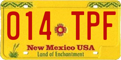 NM license plate 014TPF