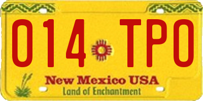 NM license plate 014TPO