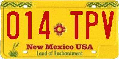 NM license plate 014TPV
